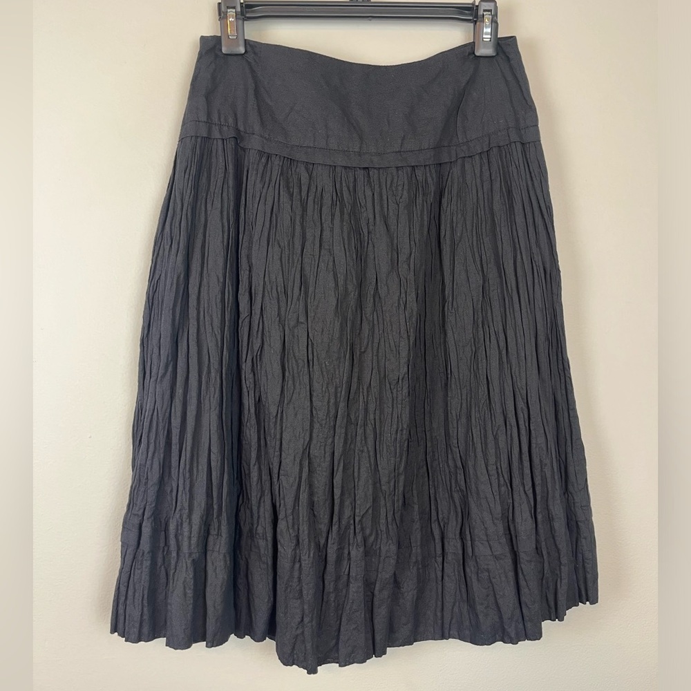 Vintage Black Cotton Metallic Gathered at Hip Yoke Skirt Y2K Size S